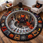 Midnight Stairway Round Mat Rug - washable non-slip printed rug