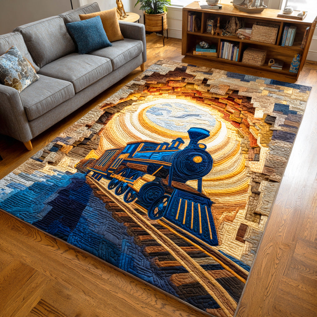 Midnight Toy Express area rug in a living room