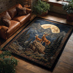 Midnight Watcher area rug in a living room