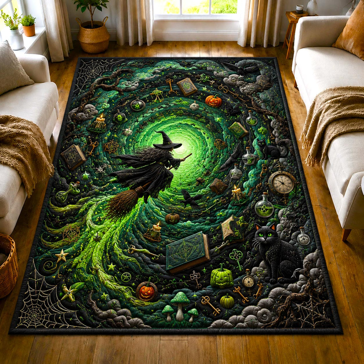 Midnight Witch area rug in a living room