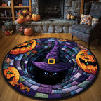 Midnight Witch Halloween Round Mat Rug - washable non-slip printed rug