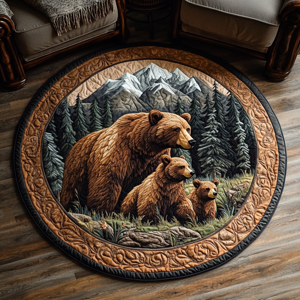 Mighty Paw Round Mat Rug - washable non-slip printed rug