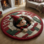 Mischief Elf Round Mat Rug - washable non-slip printed rug