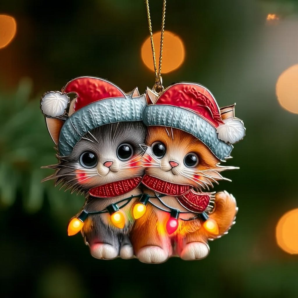 Mistletoe Kitties Christmas Ornament