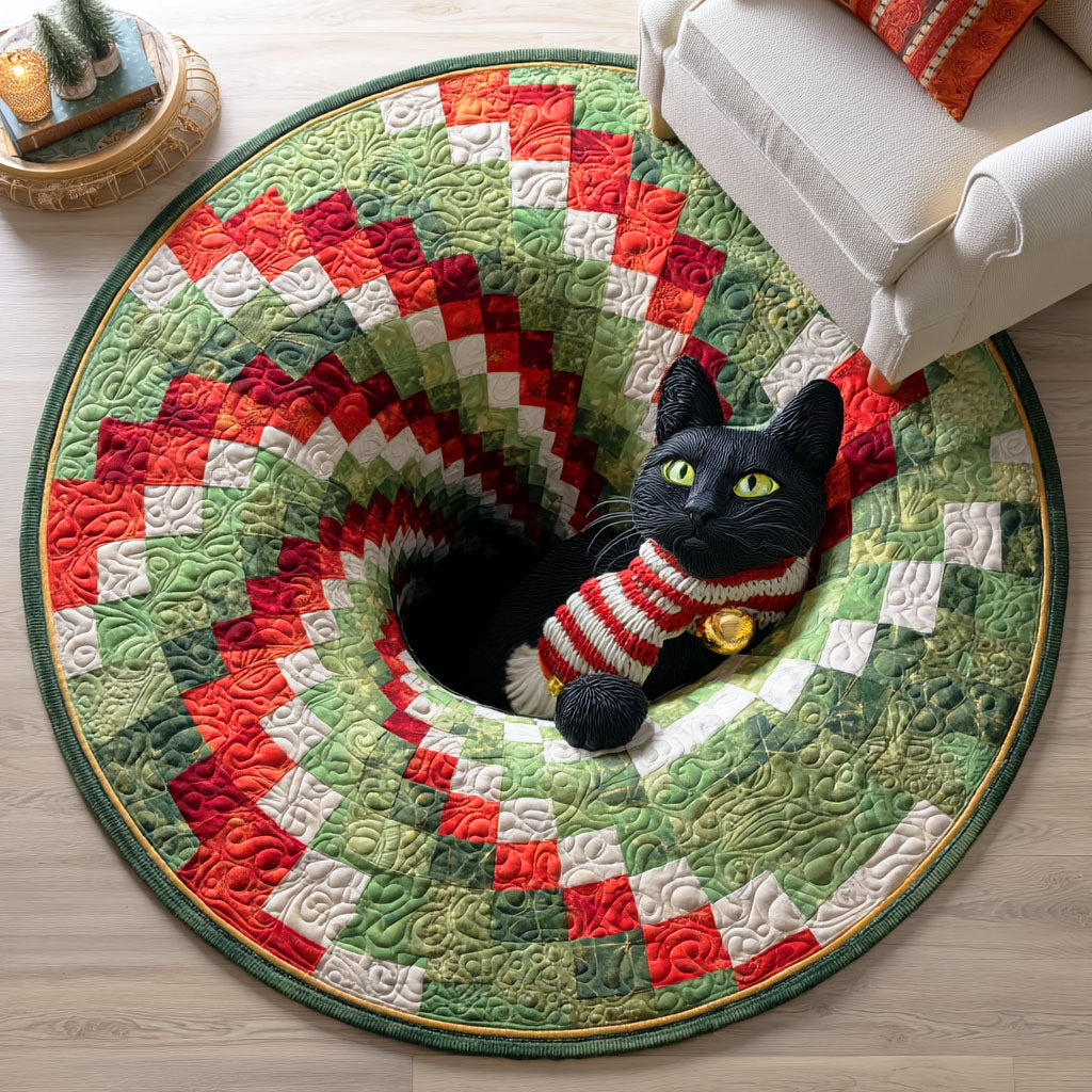 Mistletoe Cat Round Mat Rug NCU0TD931