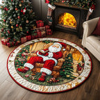Mistletoe Magic Round Mat Rug - washable non-slip printed rug