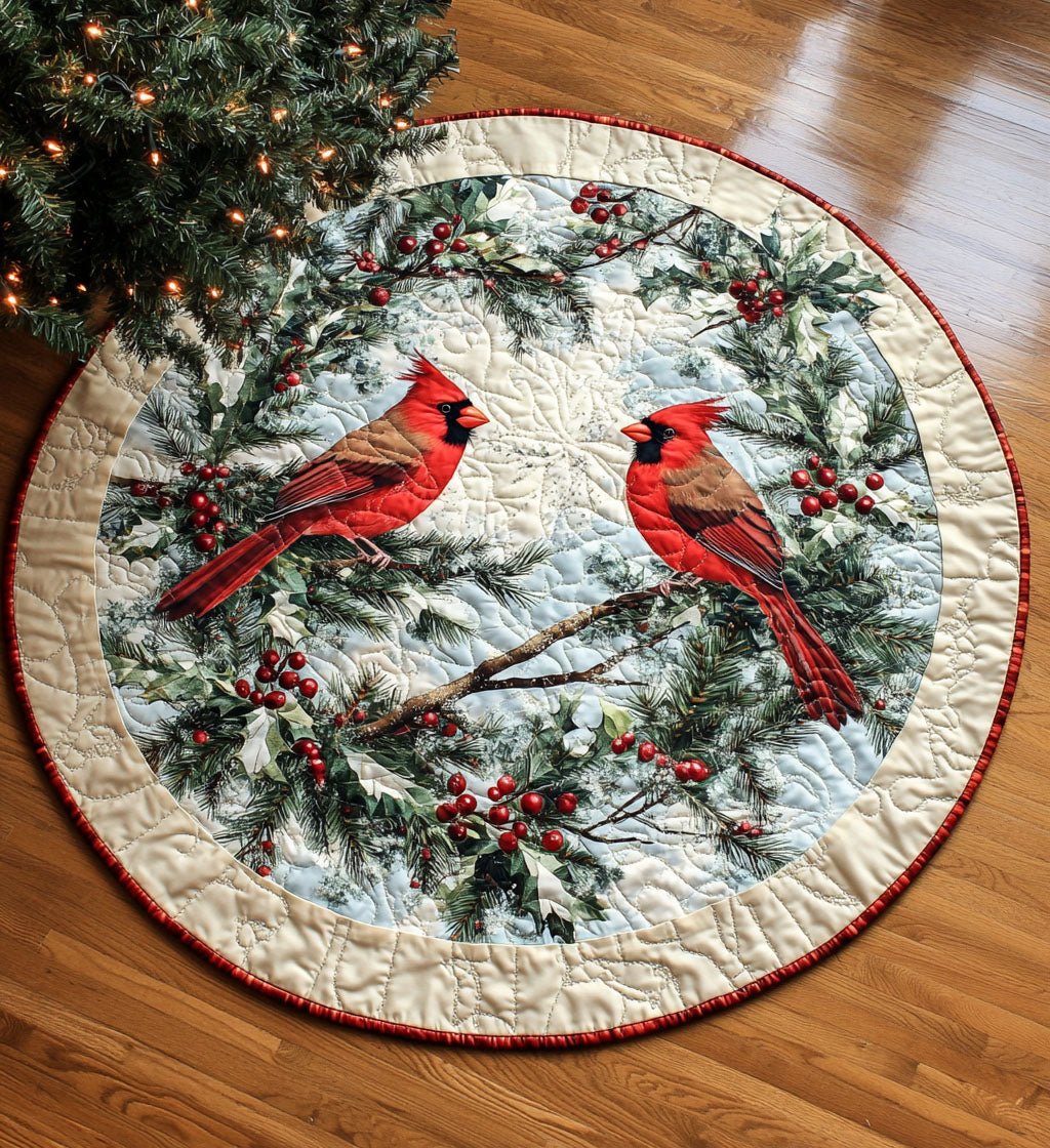 Mistletoe Mosaic Round Mat Rug - washable non-slip printed rug
