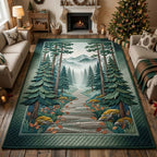 Misty Pine Trail area rug in a living room