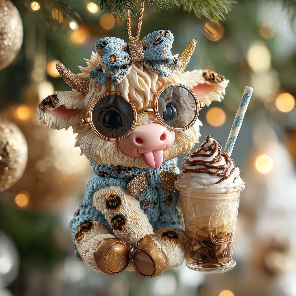 Mocha Moo Christmas Ornament