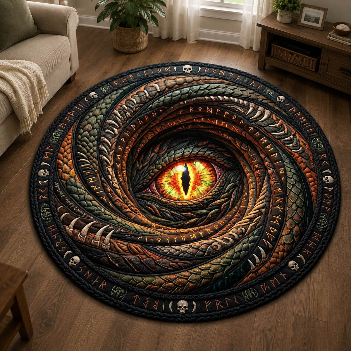Monster Eye Round Mat Rug - washable non-slip printed rug