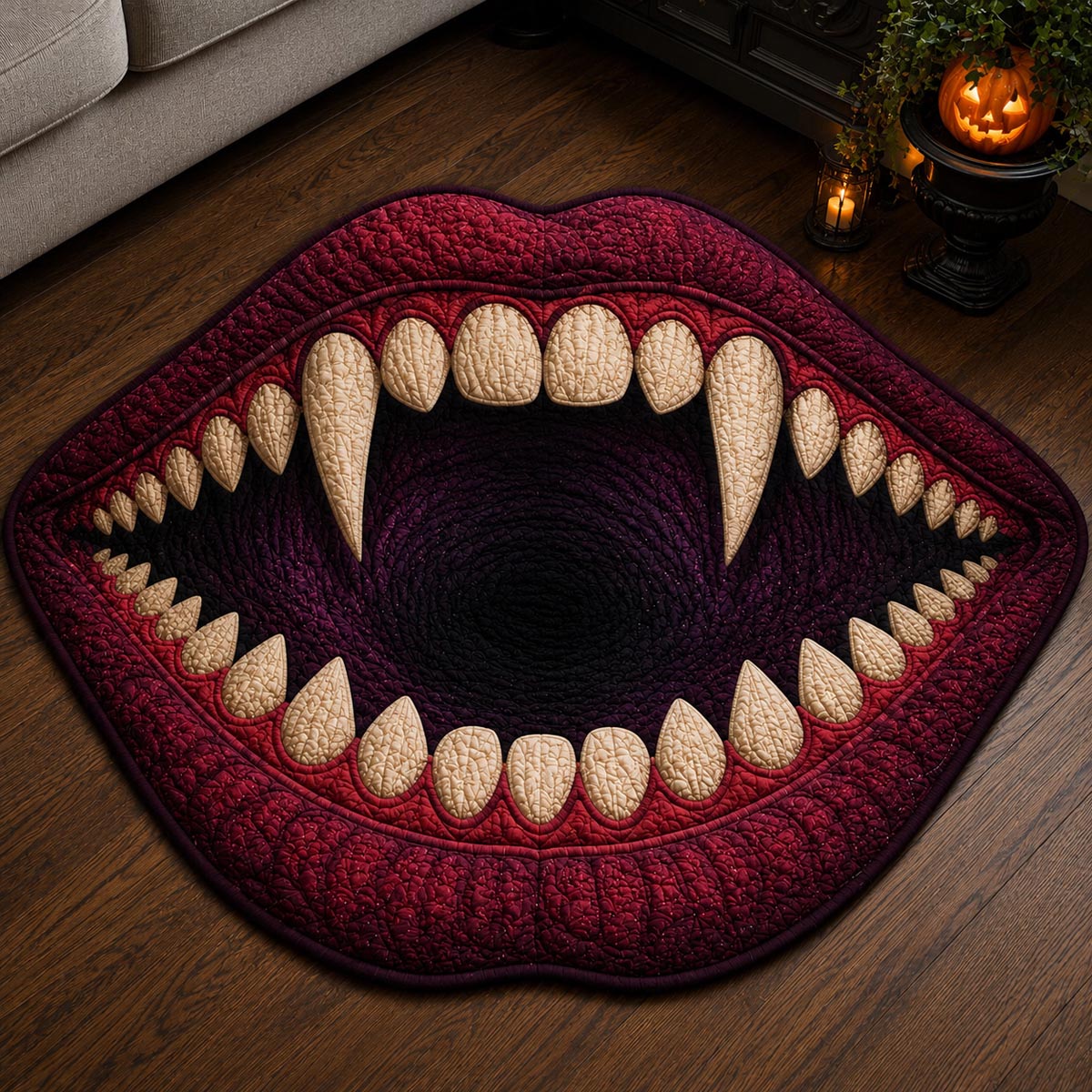 Monster Maw Custom Shape Area Rug - Nature Design | Die-Cut Non-Slip Rug - washable non-slip printed rug