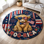 Moo Rica Round Mat Rug - washable non-slip printed rug