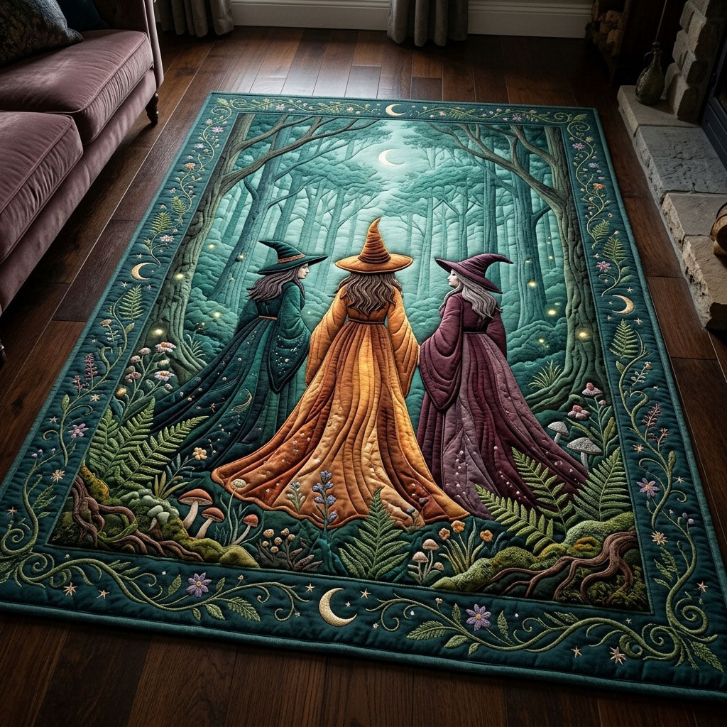 Moody Forest Gothic Witchcore area rug in a living room