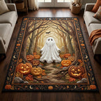 Moody Ghost In Forest area rug in a living room