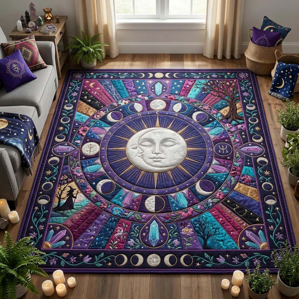 Moon Oracle area rug in a living room