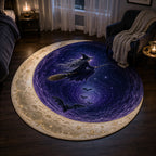 Moon Witch Custom Shape Area Rug - Seasonal Design | Die-Cut Non-Slip Rug - washable non-slip printed rug