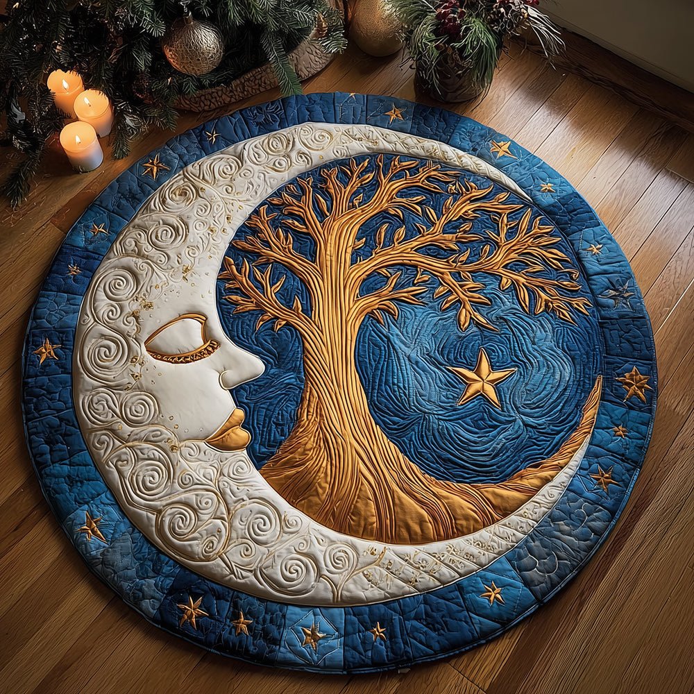 Moonlight Bloom Round Mat Rug - washable non-slip printed rug
