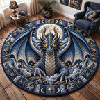 Moonlight Dragon Round Mat Rug - Cute Animal Design | Charming Home Decor - washable non-slip printed rug