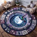 Moonlight Hummingbird Round Mat Rug - Cute Animal Design | Charming Home Decor - washable non-slip printed rug
