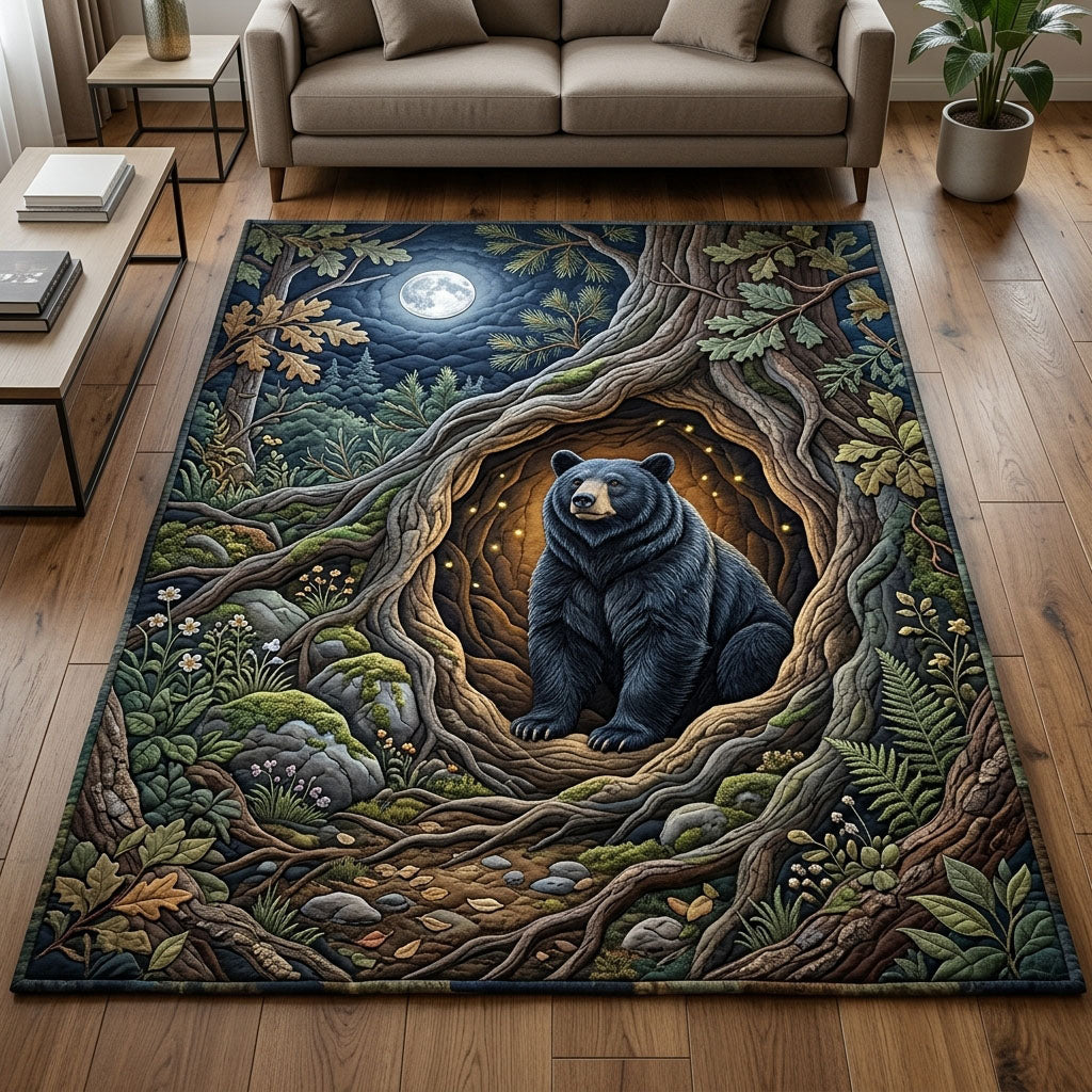 Moonlit Bear area rug in a living room