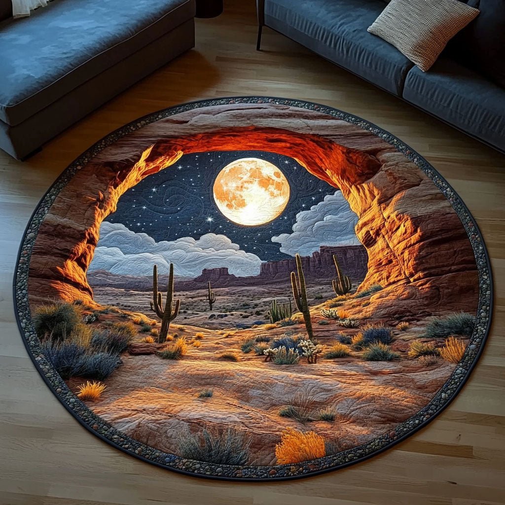 Moonlit Canyons Round Mat Rug - washable non-slip printed rug