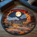 Moonlit Canyons Round Mat Rug - washable non-slip printed rug