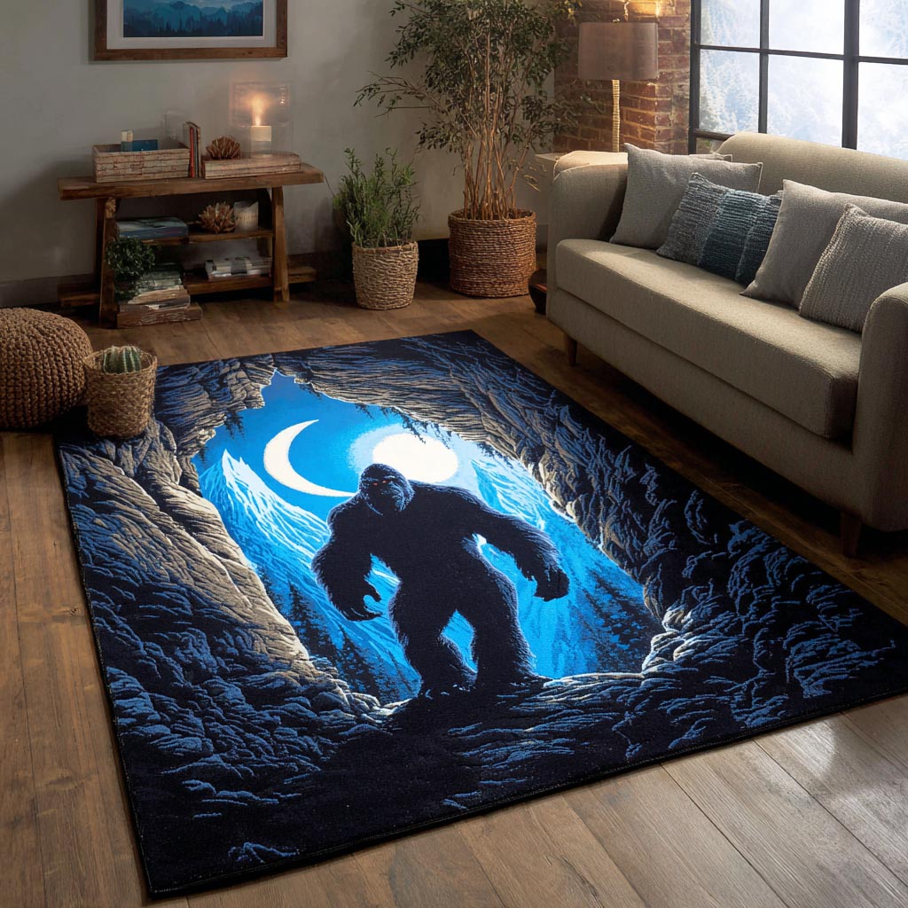 Moonlit Creature area rug in a living room