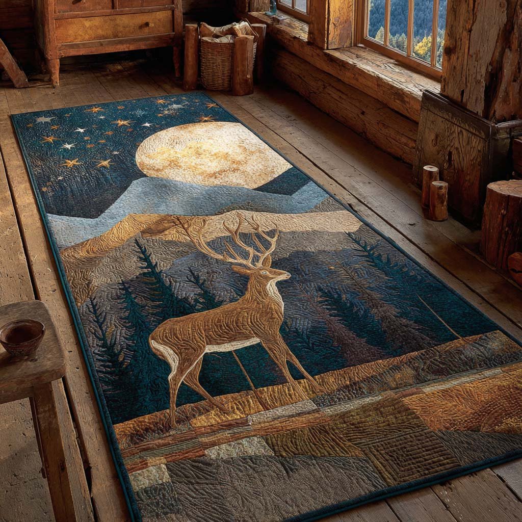 Moonlit Deer Runner Carpet Runner Rug - Cute Pet Design | Animal Printed Runner Rug