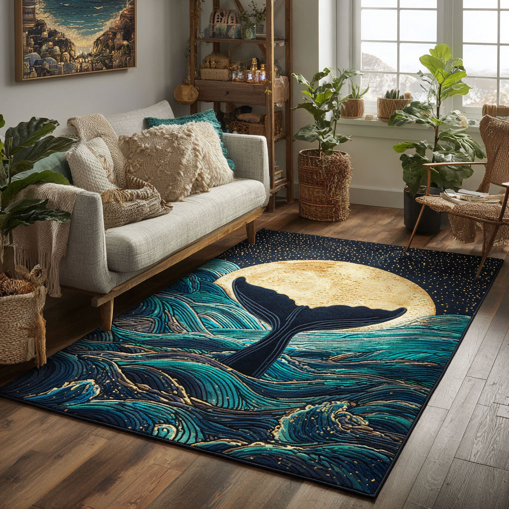 Moonlit Dive area rug in a living room