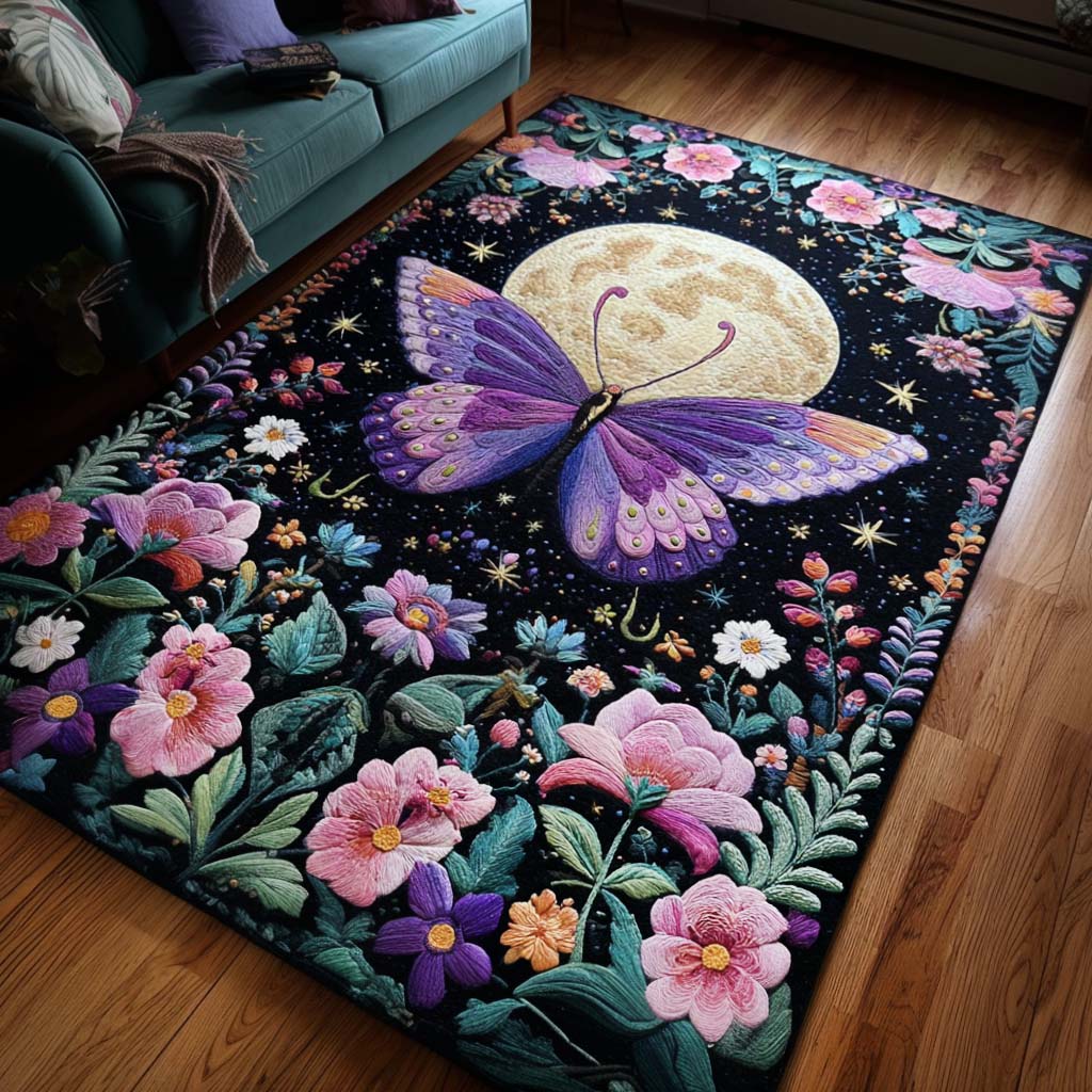 Moonlit Flight area rug in a living room
