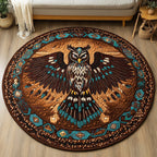 Moonlit Guardian Round Mat Rug - washable non-slip printed rug