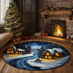 Moonlit Home Round Mat Rug - washable non-slip printed rug