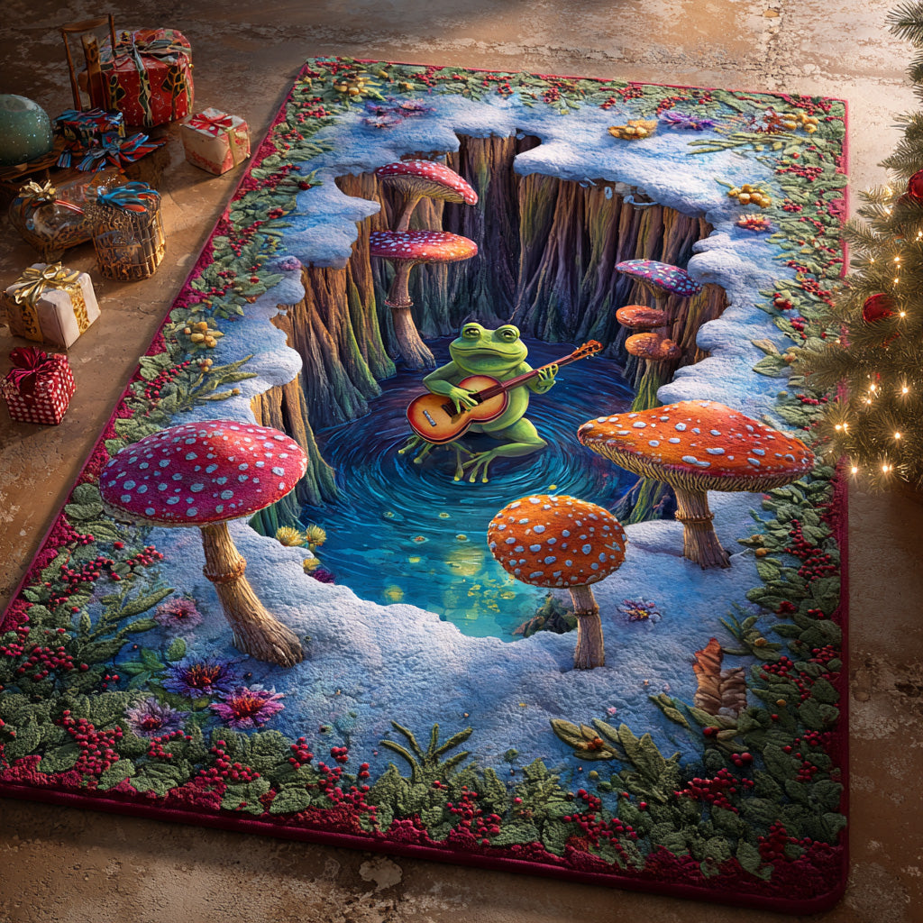 Moonlit Mushroom Meadow area rug in a living room