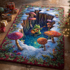 Moonlit Mushroom Meadow area rug in a living room