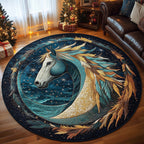 Moonlit Noble (Design 2) Round Mat Rug - washable non-slip printed rug