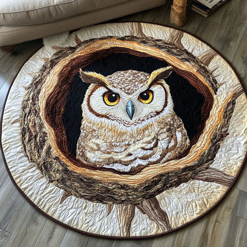 Moonlit Owl Haven Round Mat Rug - washable non-slip printed rug
