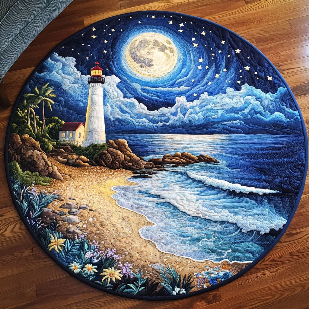 Moonlit Shore Round Mat Rug - Nature Design | Serene Home Decor