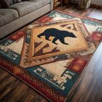 Moonlit Totem area rug in a living room