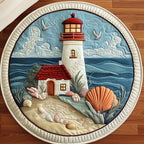 Moonlit Tower Round Mat Rug - washable non-slip printed rug