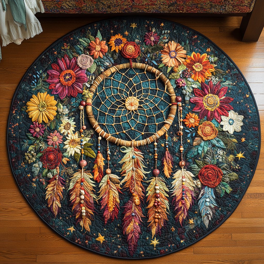 Moonlit Visions Round Mat Rug - washable non-slip printed rug