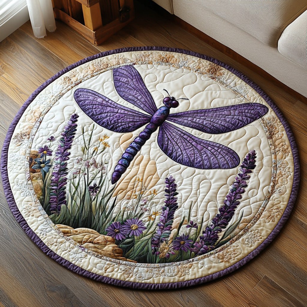 Moonlit Wings Round Mat Rug - washable non-slip printed rug