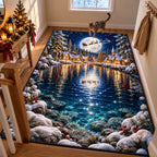 Moonlit Winter Lake area rug in a living room