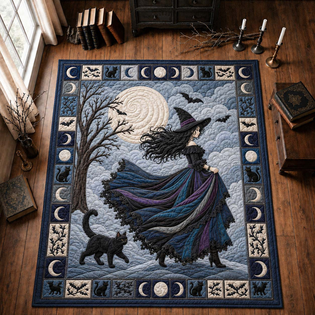 Moonlit Witch Walk area rug in a living room