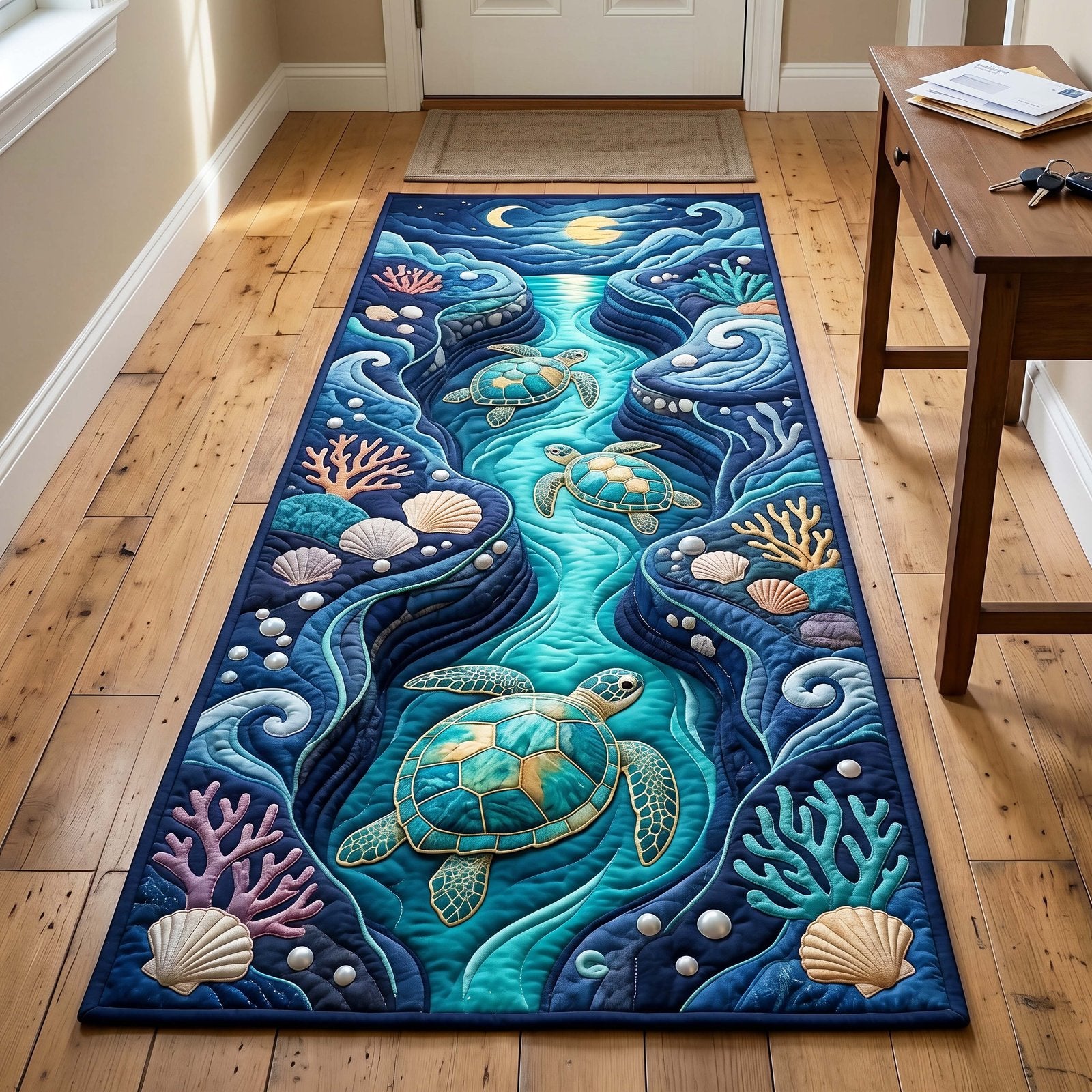 Moonwave Turtle Runner Rug - Cute Pet Design | Animal Printed Runner Rug