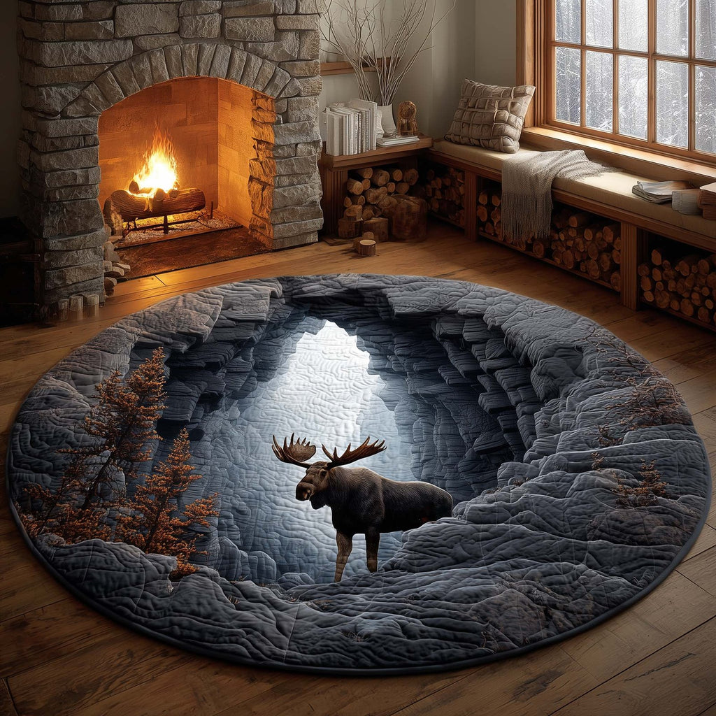 Moose Heaven Round Mat Rug - Nature Design | Serene Home Decor
