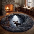 Moose Heaven Round Mat Rug - Nature Design | Serene Home Decor