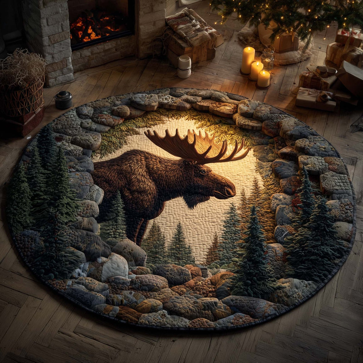 Moose Valley Round Mat Rug - Nature Design | Serene Home Decor