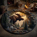 Moose Valley Round Mat Rug - Nature Design | Serene Home Decor