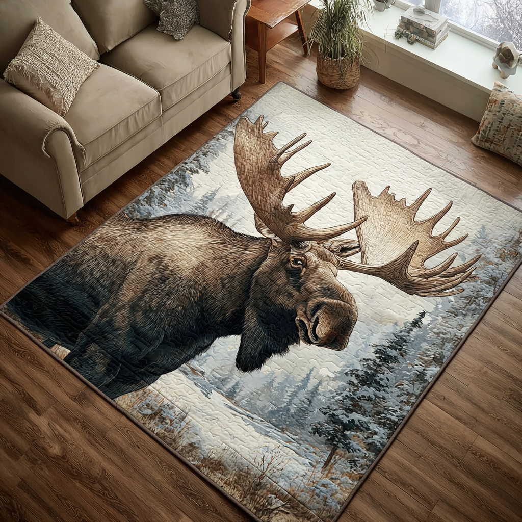 Moose Whisper area rug in a living room
