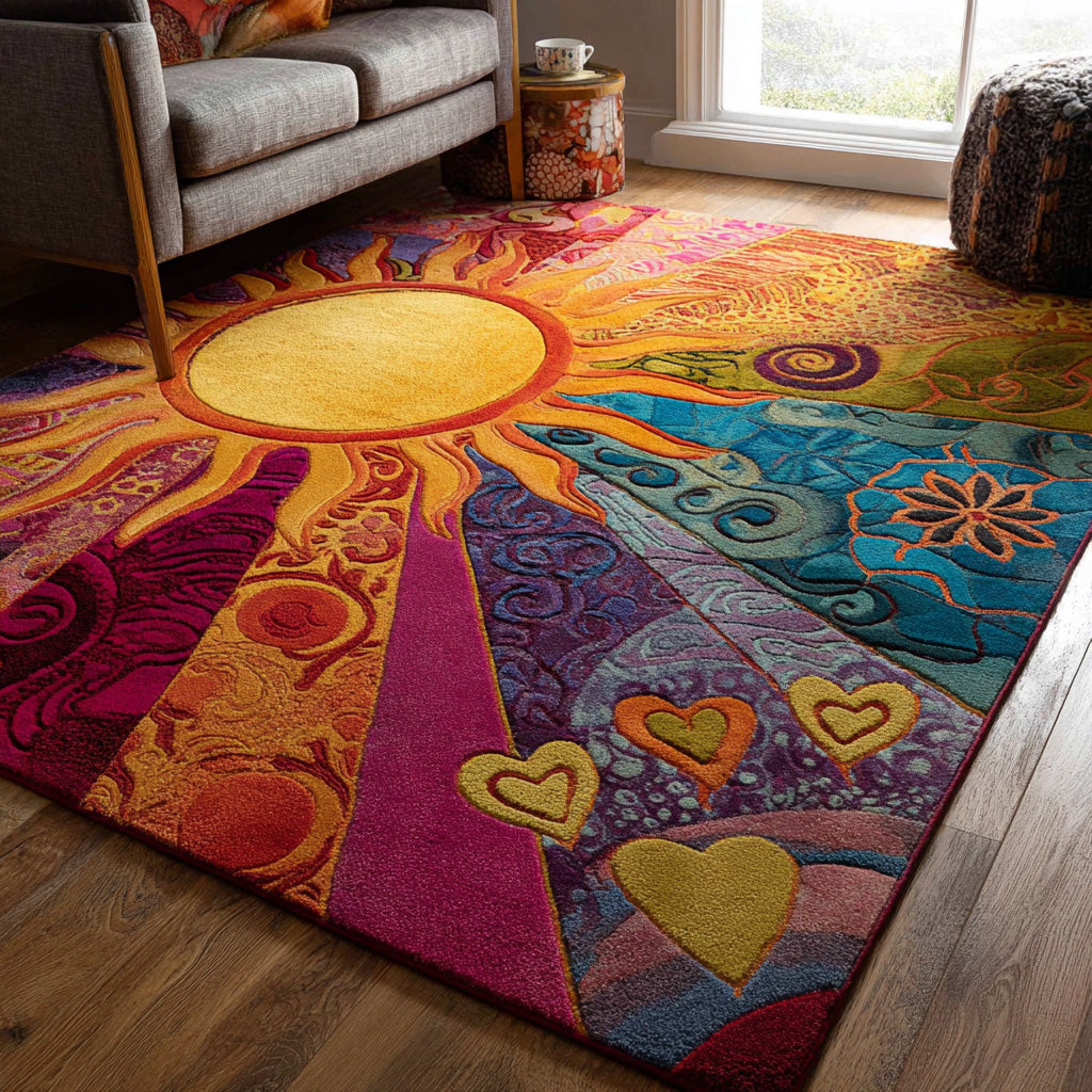 Morning Glory area rug in a living room